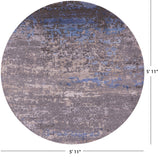 Round Abstract Contemporary Hand Knotted Wool & Silk Rug - 5' 11" X 5' 11" - Golden Nile