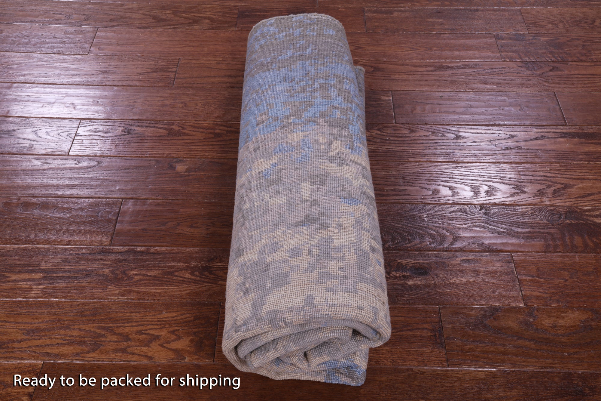 Round Abstract Contemporary Hand Knotted Wool & Silk Rug - 5' 11" X 5' 11" - Golden Nile