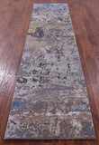 Abstract Contemporary Hand Knotted Wool & Silk Runner Rug - 2' 7" X 10' 2" - Golden Nile