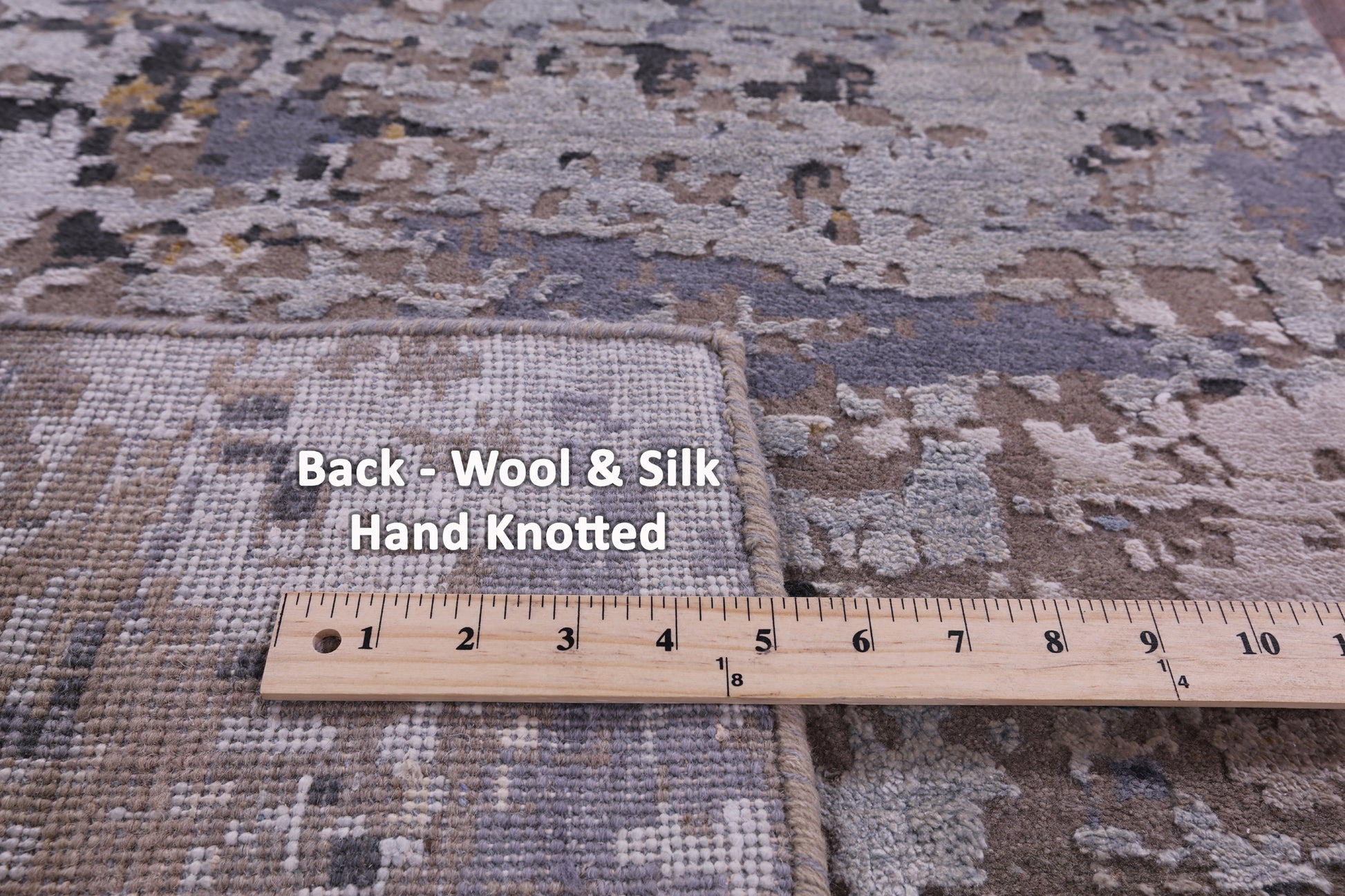 Abstract Contemporary Hand Knotted Wool & Silk Runner Rug - 2' 7" X 10' 2" - Golden Nile