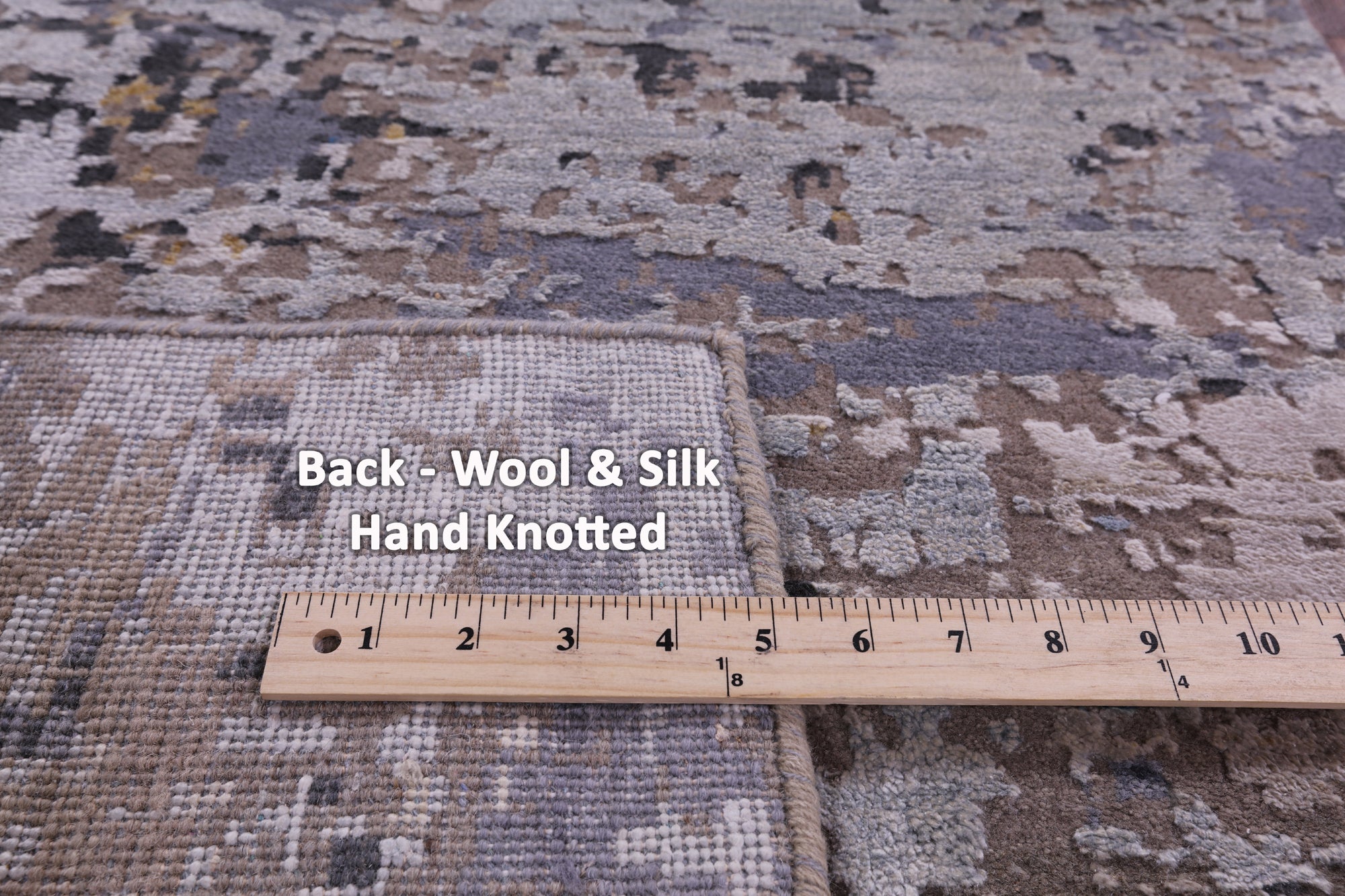 Abstract Contemporary Hand Knotted Wool & Silk Runner Rug - 2' 7" X 10' 2" - Golden Nile