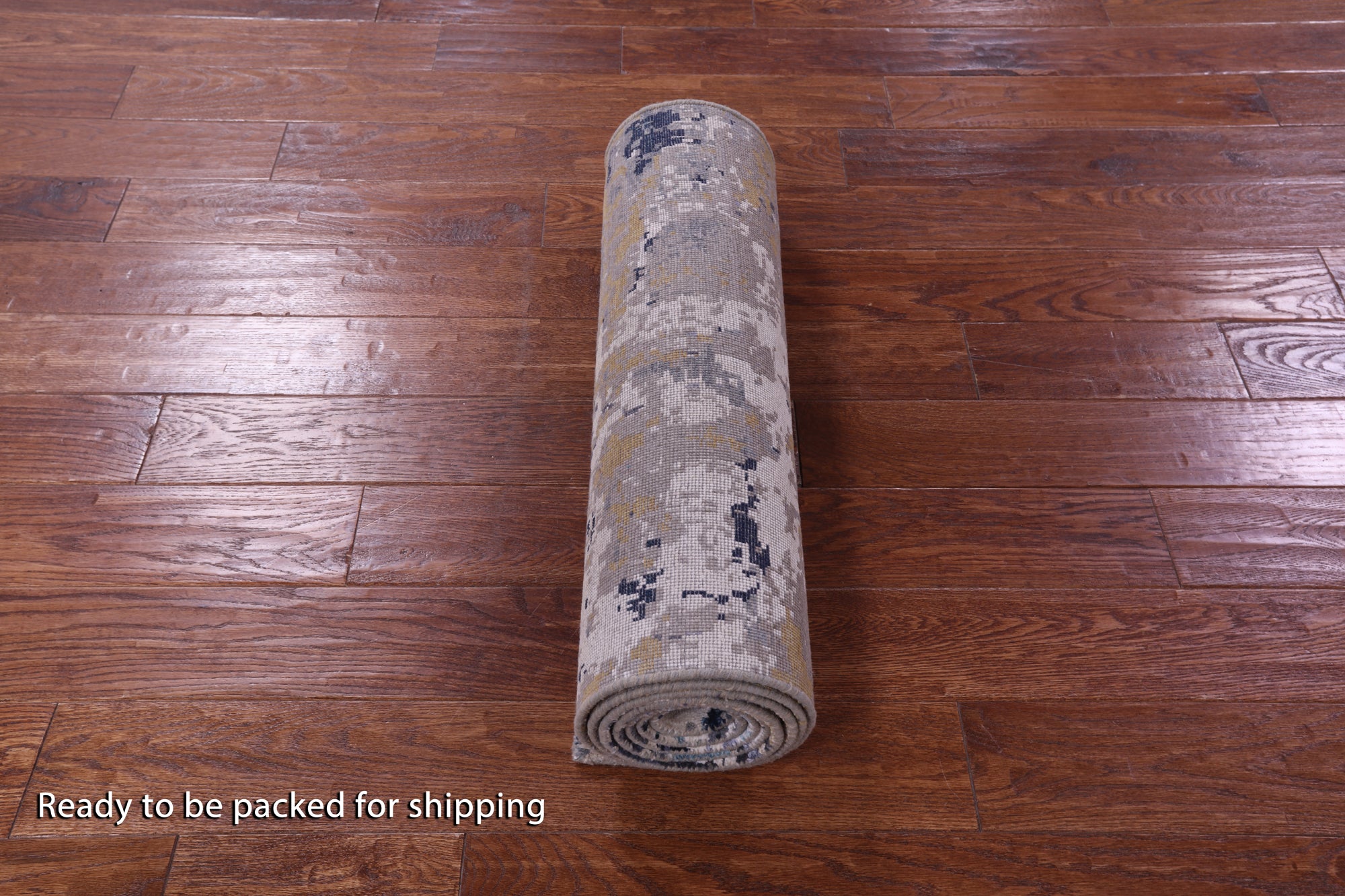 Abstract Contemporary Hand Knotted Wool & Silk Runner Rug - 2' 6" X 10' 1" - Golden Nile