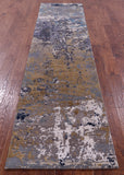 Abstract Contemporary Hand Knotted Wool & Silk Runner Rug - 2' 6" X 10' 1" - Golden Nile