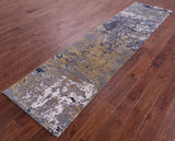 Abstract Contemporary Hand Knotted Wool & Silk Runner Rug - 2' 6" X 10' 1" - Golden Nile