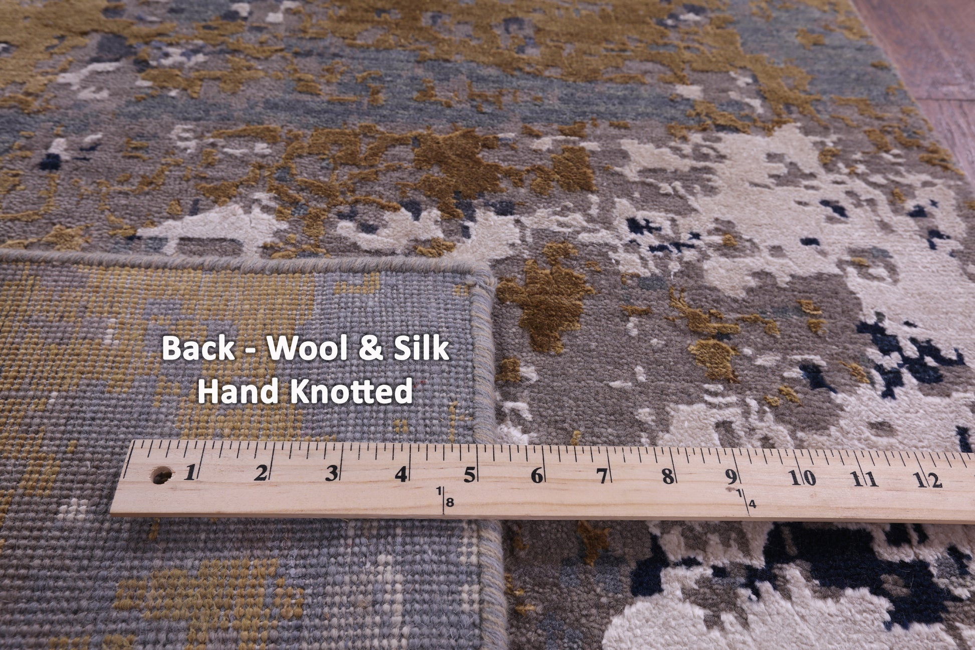 Abstract Contemporary Hand Knotted Wool & Silk Runner Rug - 2' 6" X 10' 1" - Golden Nile