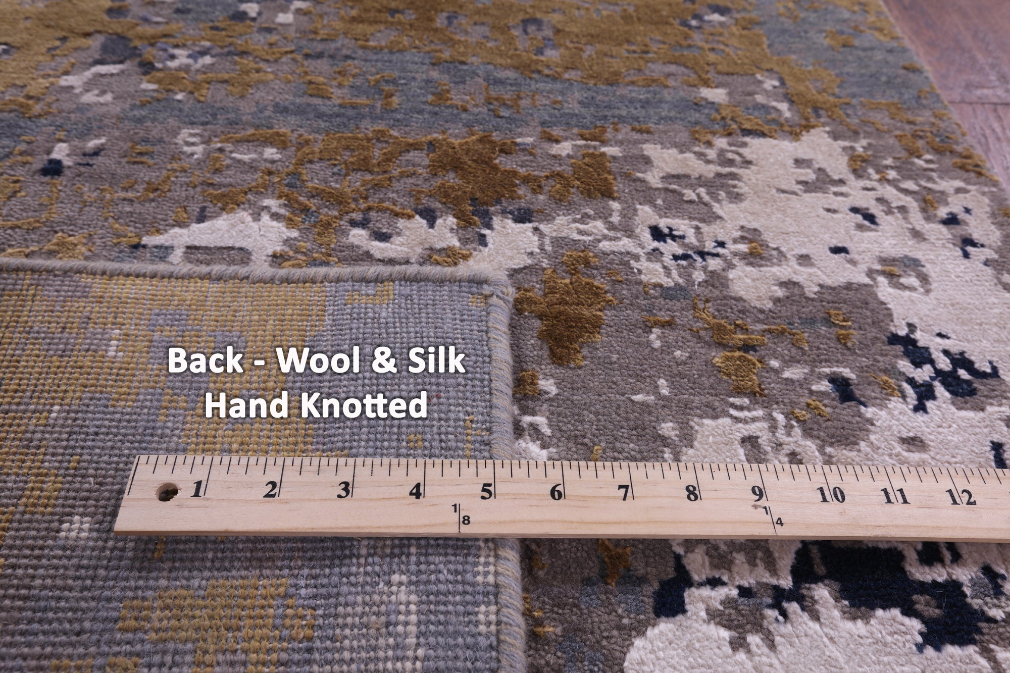 Abstract Contemporary Hand Knotted Wool & Silk Runner Rug - 2' 6" X 10' 1" - Golden Nile