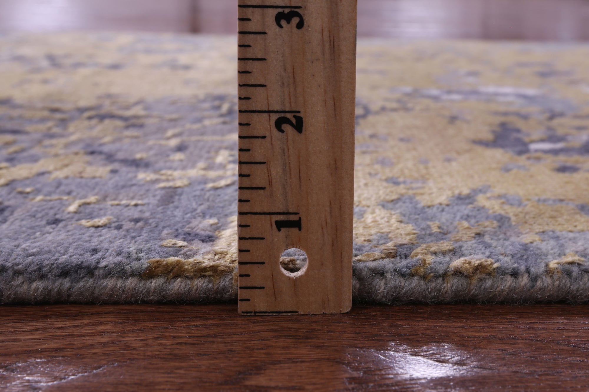 Abstract Contemporary Hand Knotted Wool & Silk Runner Rug - 2' 6" X 10' 1" - Golden Nile