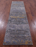 Abstract Contemporary Hand Knotted Wool & Silk Runner Rug - 2' 6" X 10' 0" - Golden Nile