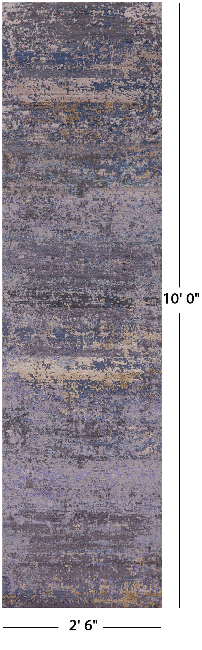 Abstract Contemporary Hand Knotted Wool & Silk Runner Rug - 2' 6" X 10' 0" - Golden Nile