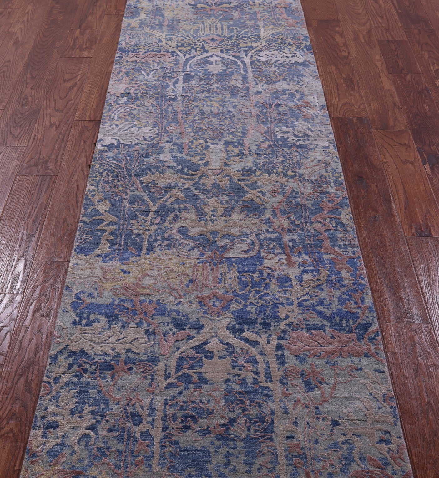 Abstract Contemporary Hand Knotted Wool & Silk Runner Rug - 2' 6" X 9' 11" - Golden Nile