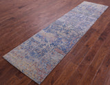 Abstract Contemporary Hand Knotted Wool & Silk Runner Rug - 2' 6" X 9' 11" - Golden Nile