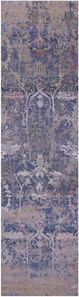 Abstract Contemporary Hand Knotted Wool & Silk Runner Rug - 2' 6" X 9' 11" - Golden Nile