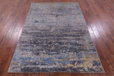 Abstract Modern Hand Knotted Wool & Silk Rug - 5' 0" X 7' 0" - Golden Nile