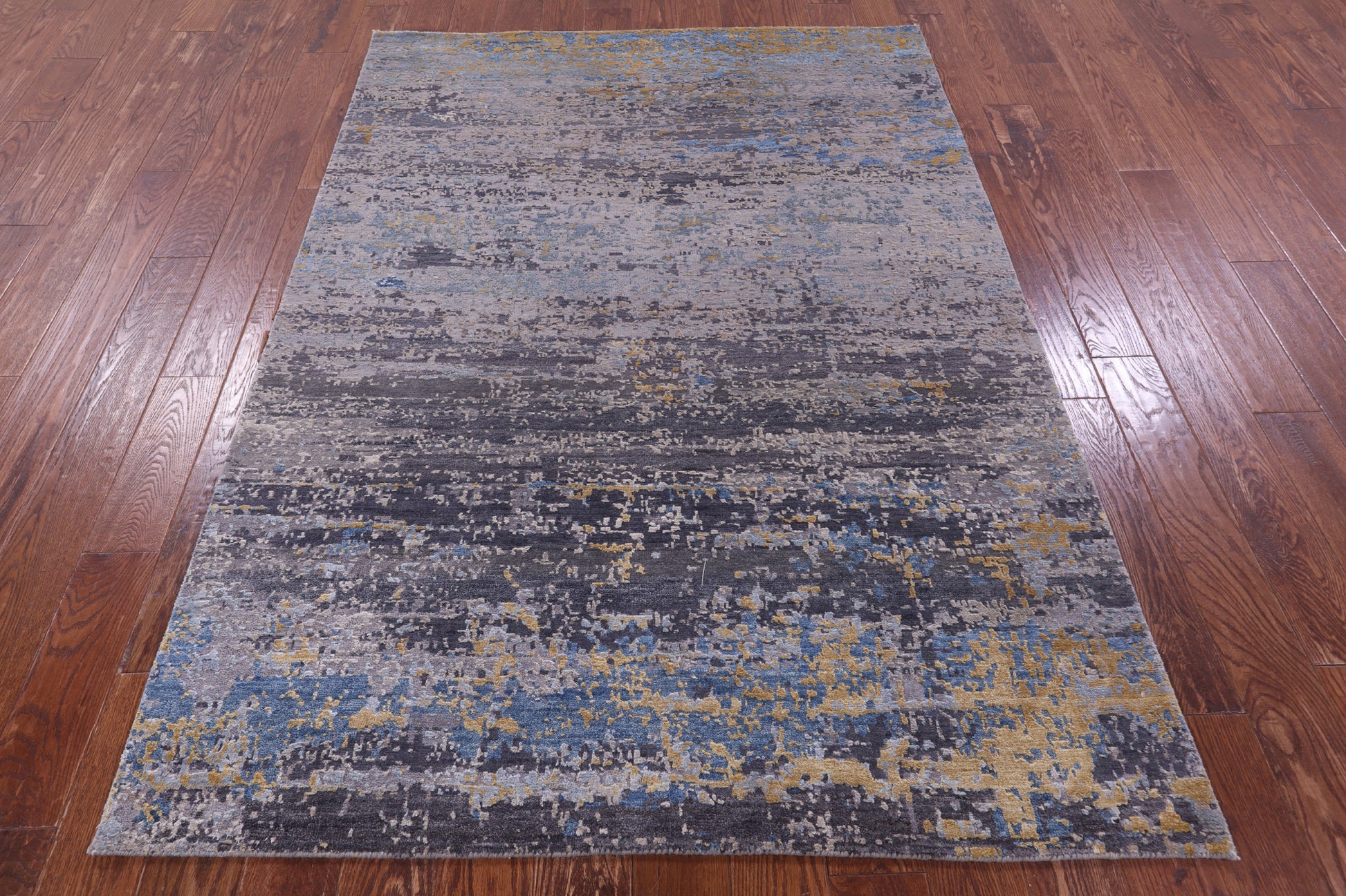 Abstract Modern Hand Knotted Wool & Silk Rug - 5' 0" X 7' 0" - Golden Nile