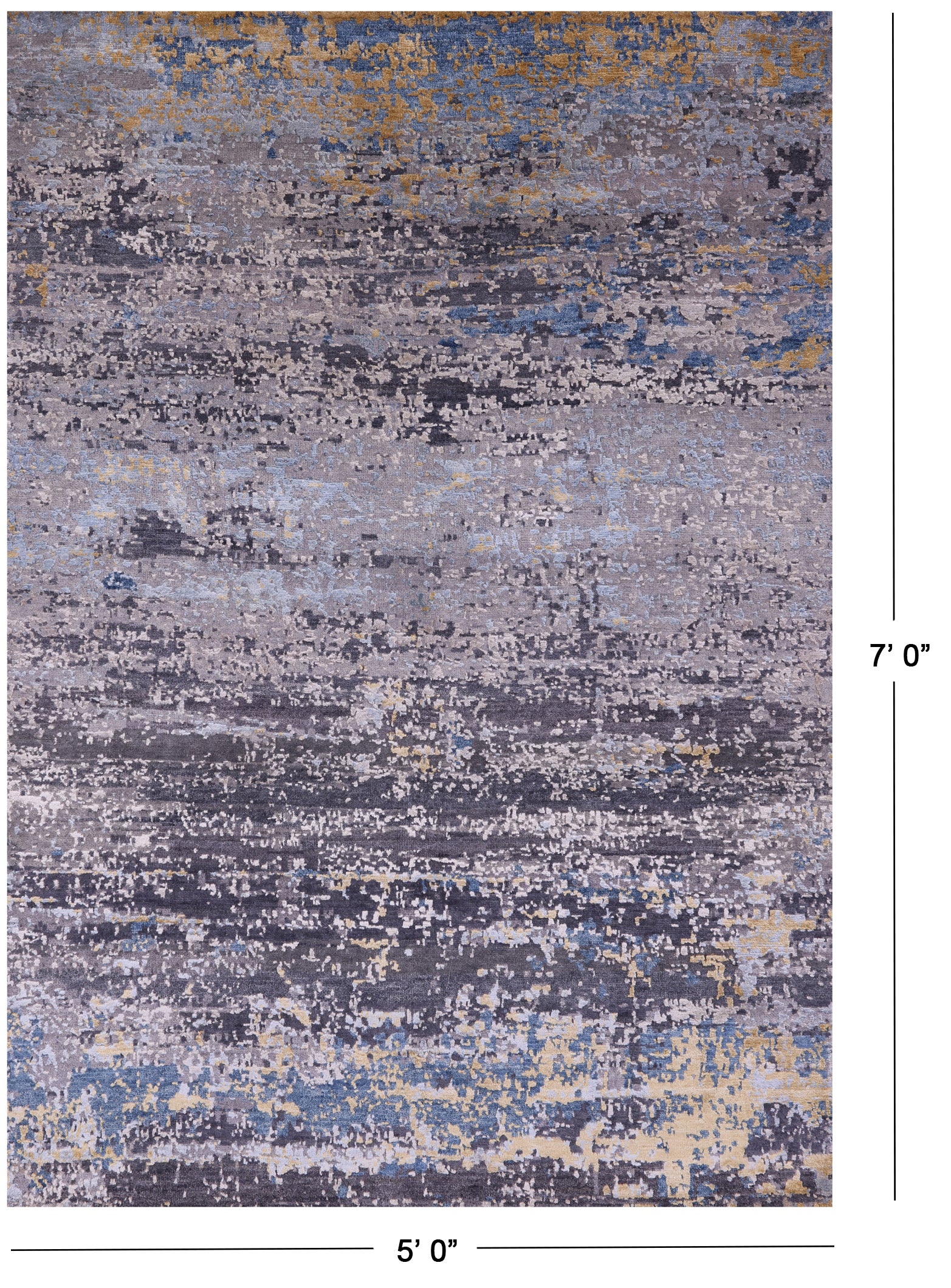 Abstract Modern Hand Knotted Wool & Silk Rug - 5' 0" X 7' 0" - Golden Nile
