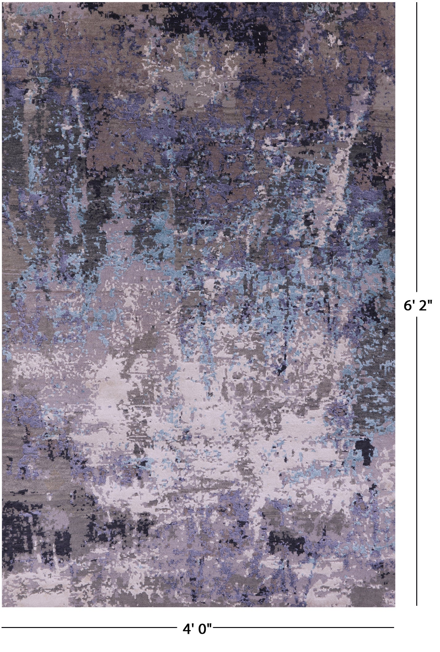Abstract Contemporary Hand Knotted Wool & Silk Rug - 4' 0" X 6' 2" - Golden Nile