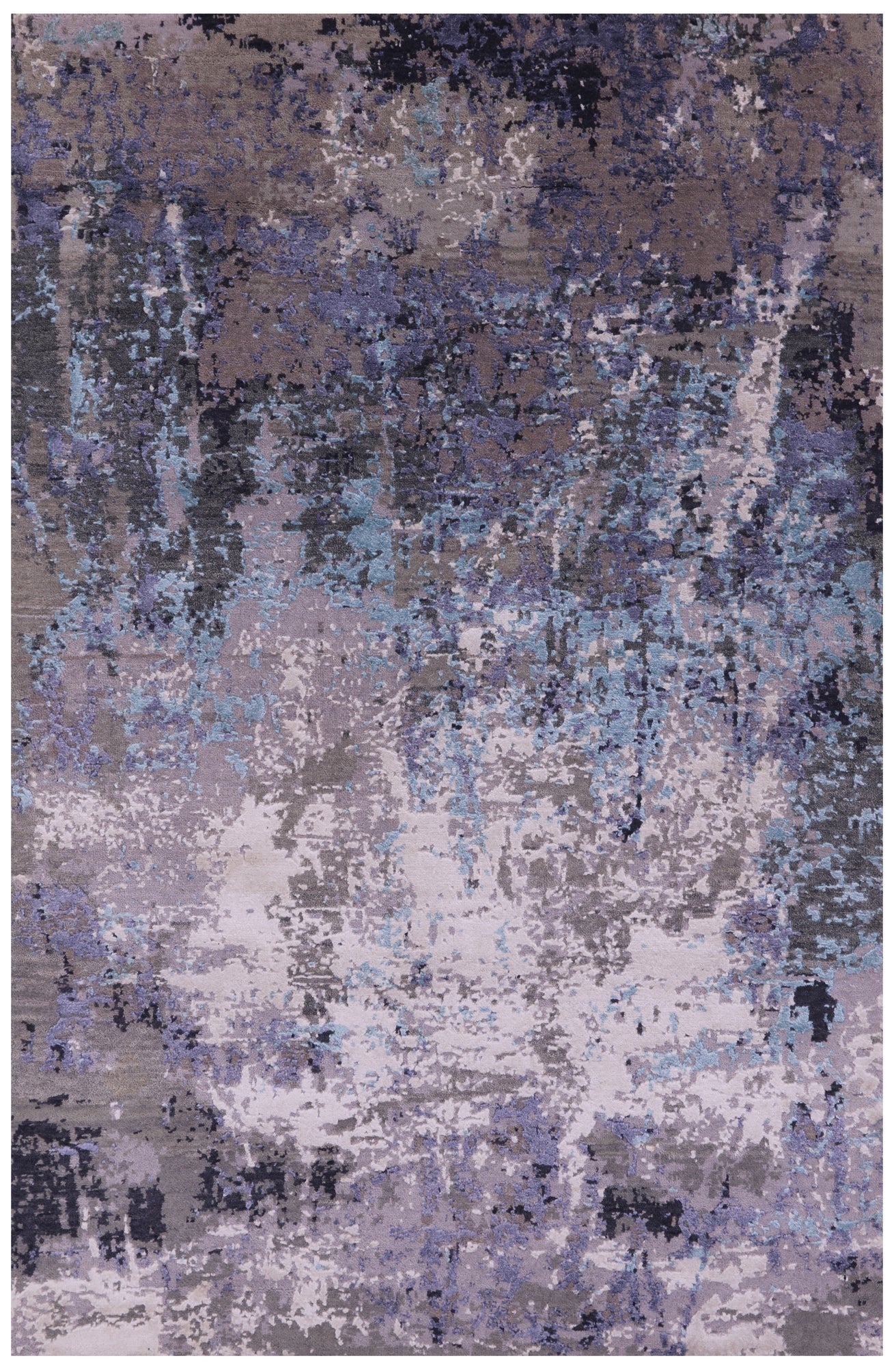 Abstract Contemporary Hand Knotted Wool & Silk Rug - 4' 0" X 6' 2" - Golden Nile