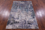 Abstract Contemporary Hand Knotted Wool & Silk Rug - 4' 0" X 6' 2" - Golden Nile