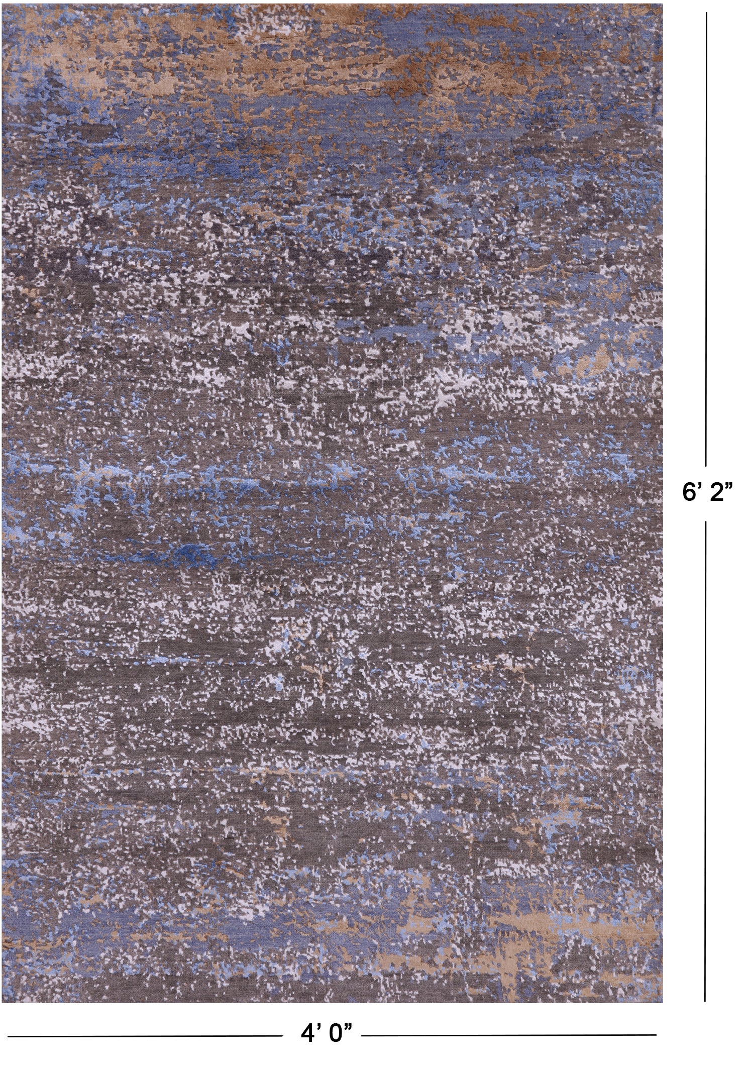 Abstract Contemporary Hand Knotted Wool & Silk Rug - 4' 0" X 6' 2" - Golden Nile