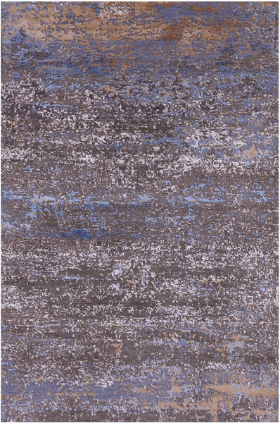Abstract Contemporary Hand Knotted Wool & Silk Rug - 4' 0" X 6' 2" - Golden Nile