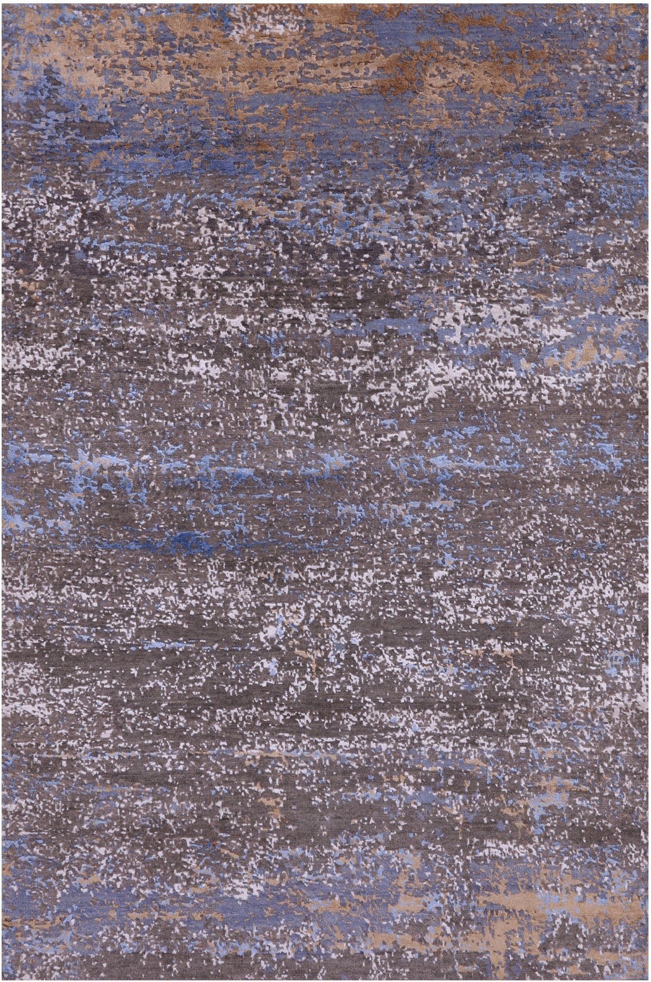 Abstract Contemporary Hand Knotted Wool & Silk Rug - 4' 0" X 6' 2" - Golden Nile