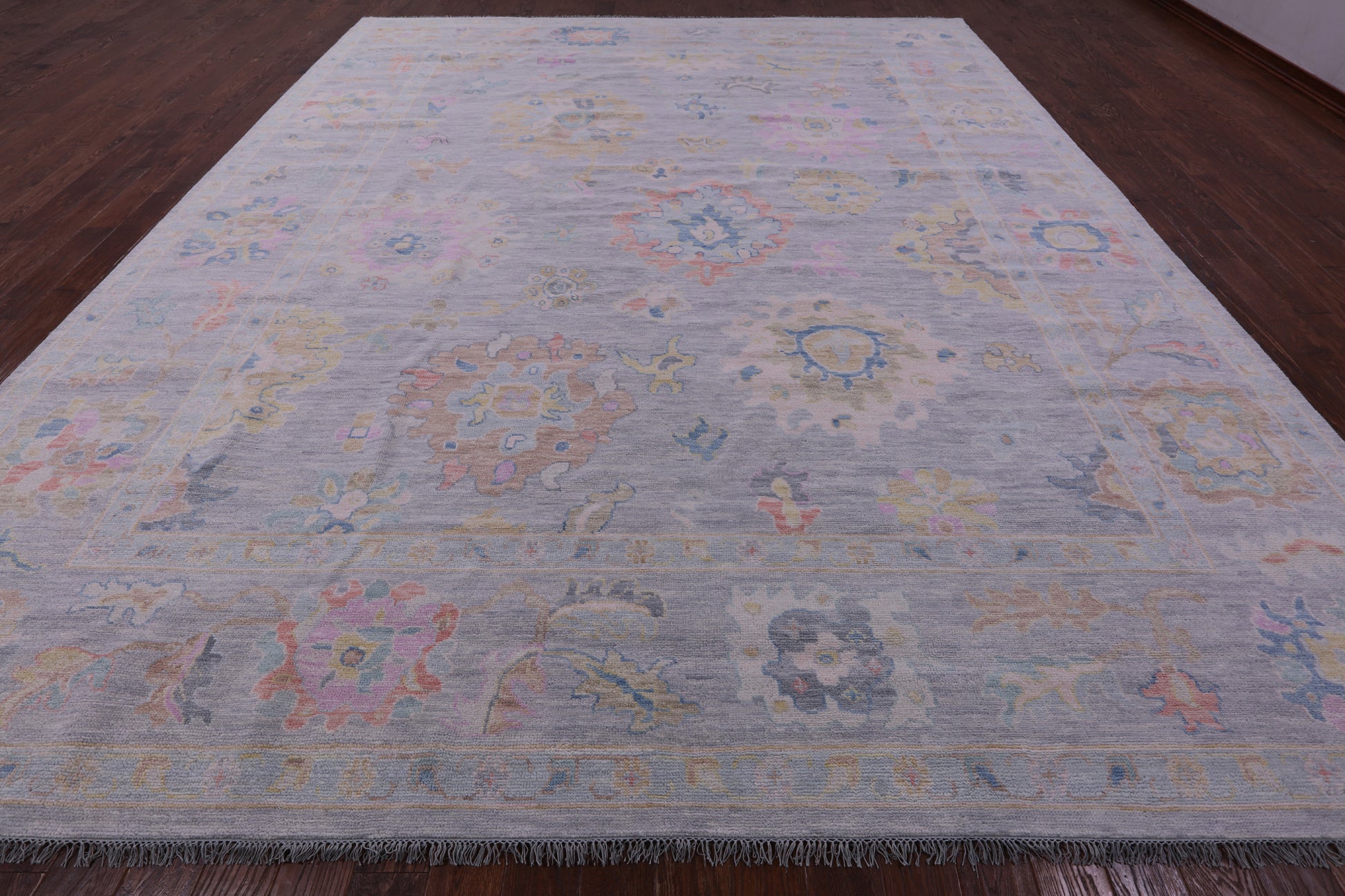 Silver Turkish Oushak Hand Knotted Wool Rug - 12' 3" X 15' 0" - Golden Nile