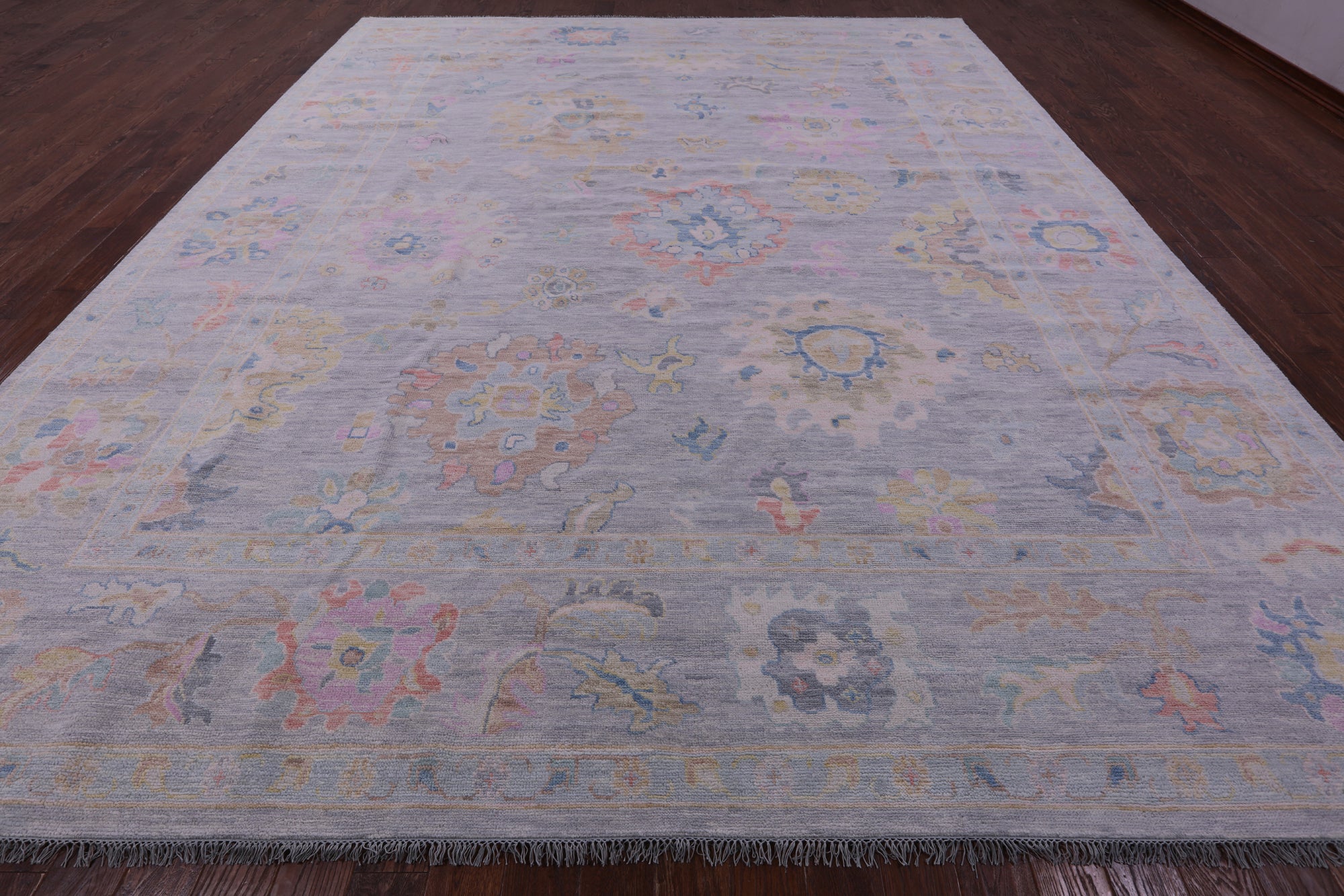 Silver Turkish Oushak Hand Knotted Wool Rug - 12' 3" X 15' 0" - Golden Nile