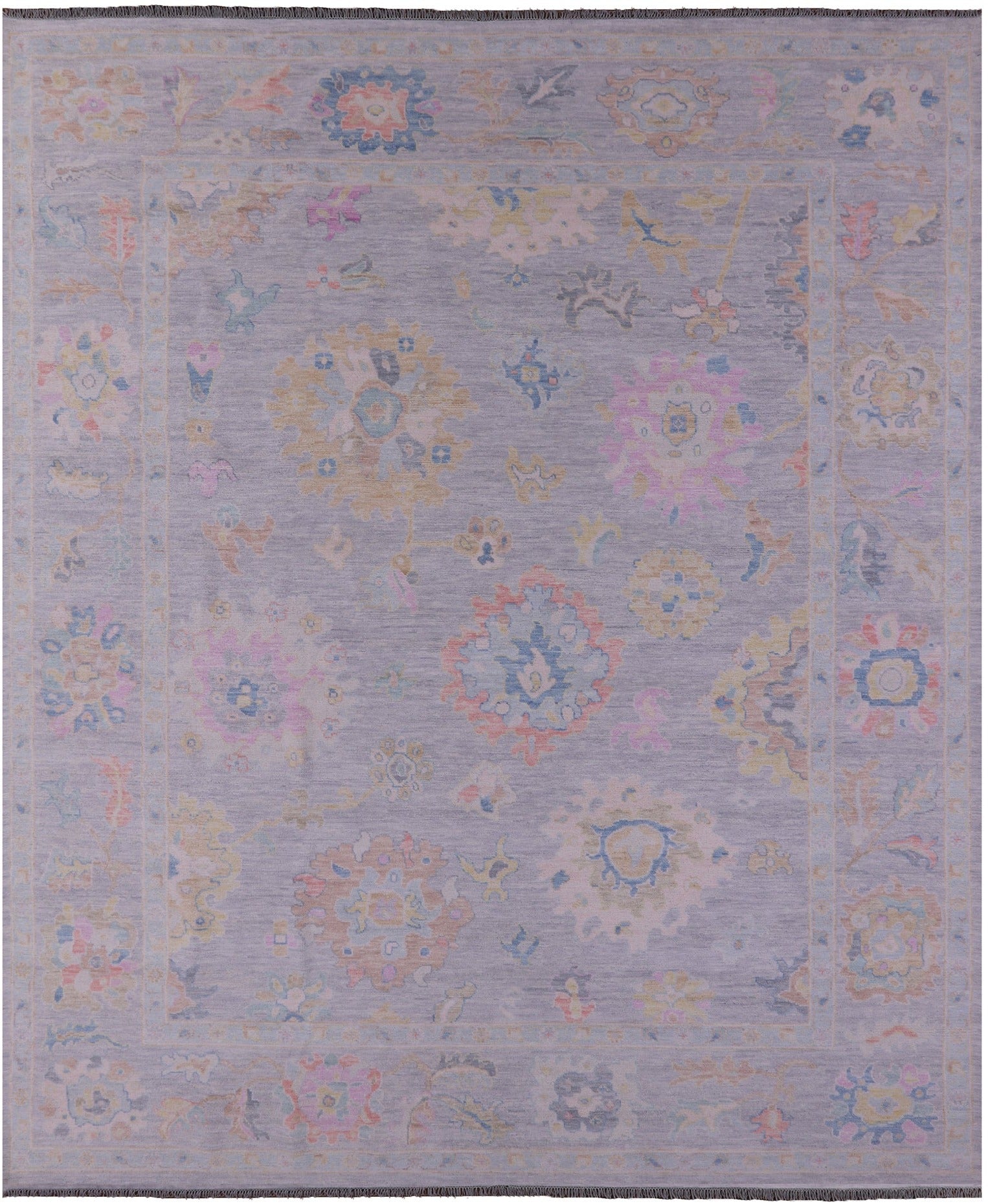 Silver Turkish Oushak Hand Knotted Wool Rug - 12' 3" X 15' 0" - Golden Nile