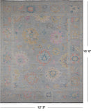SUPER SALE Silver Turkish Oushak Hand Knotted Wool Rug - 12' 3" X 15' 0"