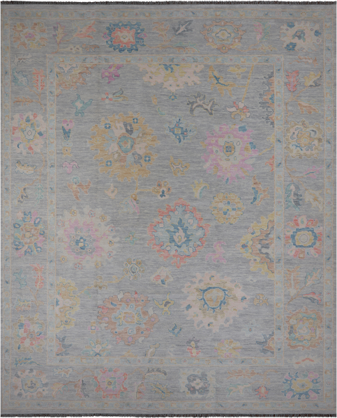 SUPER SALE Silver Turkish Oushak Hand Knotted Wool Rug - 12' 3" X 15' 0"