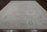 SUPER SALE Silver Turkish Oushak Hand Knotted Wool Rug - 12' 3" X 15' 0"