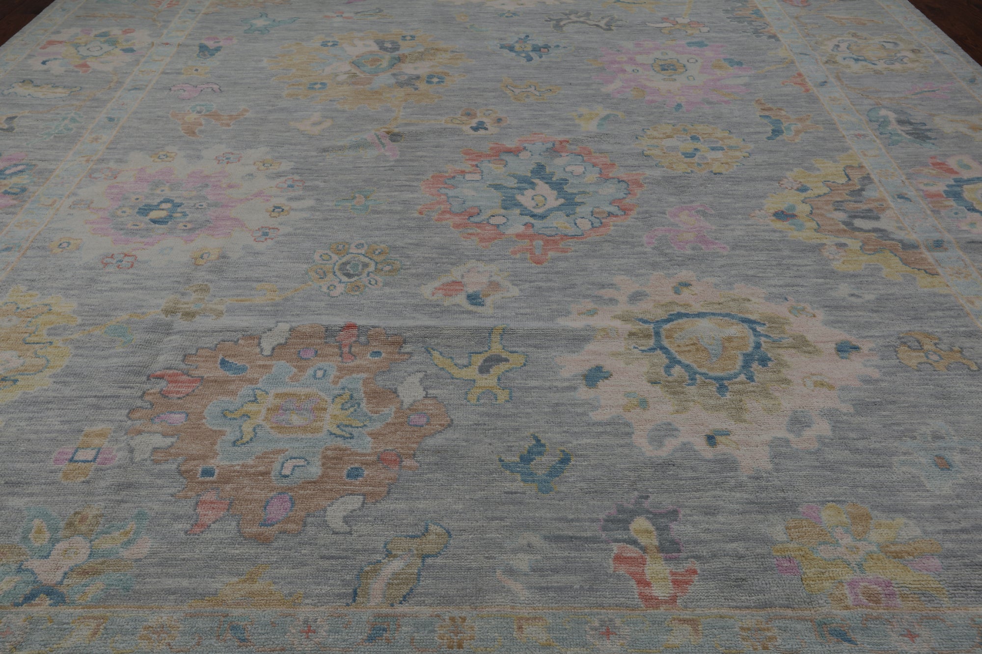 SUPER SALE Silver Turkish Oushak Hand Knotted Wool Rug - 12' 3" X 15' 0"