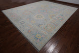 SUPER SALE Silver Turkish Oushak Hand Knotted Wool Rug - 12' 3" X 15' 0"
