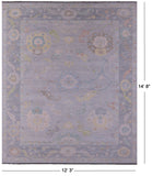 Silver Turkish Oushak Hand Knotted Wool Rug - 12' 3" X 14' 8" - Golden Nile