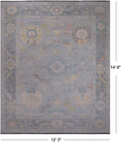 SUPER SALE Silver Turkish Oushak Hand Knotted Wool Rug - 12' 3" X 14' 8"