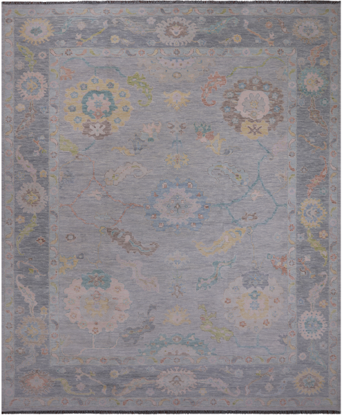 SUPER SALE Silver Turkish Oushak Hand Knotted Wool Rug - 12' 3" X 14' 8"