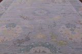 Silver Turkish Oushak Hand Knotted Wool Rug - 12' 3" X 14' 8" - Golden Nile