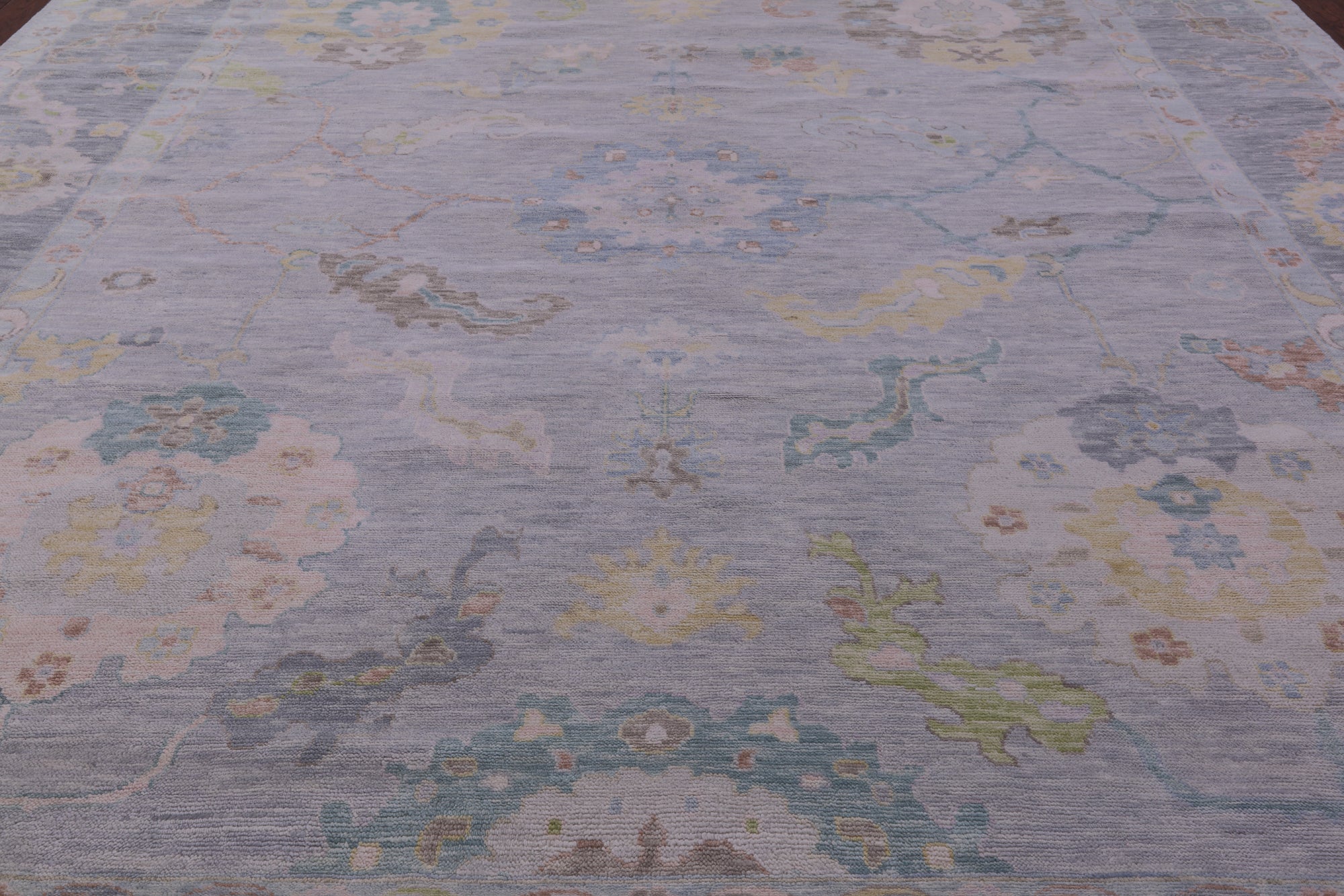 Silver Turkish Oushak Hand Knotted Wool Rug - 12' 3" X 14' 8" - Golden Nile