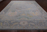 SUPER SALE Silver Turkish Oushak Hand Knotted Wool Rug - 12' 3" X 14' 8"