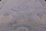 Silver Turkish Oushak Hand Knotted Wool Rug - 12' 3" X 14' 8" - Golden Nile