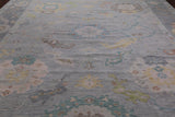 SUPER SALE Silver Turkish Oushak Hand Knotted Wool Rug - 12' 3" X 14' 8"