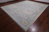 SUPER SALE Silver Turkish Oushak Hand Knotted Wool Rug - 12' 3" X 14' 8"