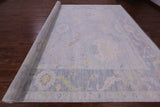 Silver Turkish Oushak Hand Knotted Wool Rug - 12' 3" X 14' 8" - Golden Nile