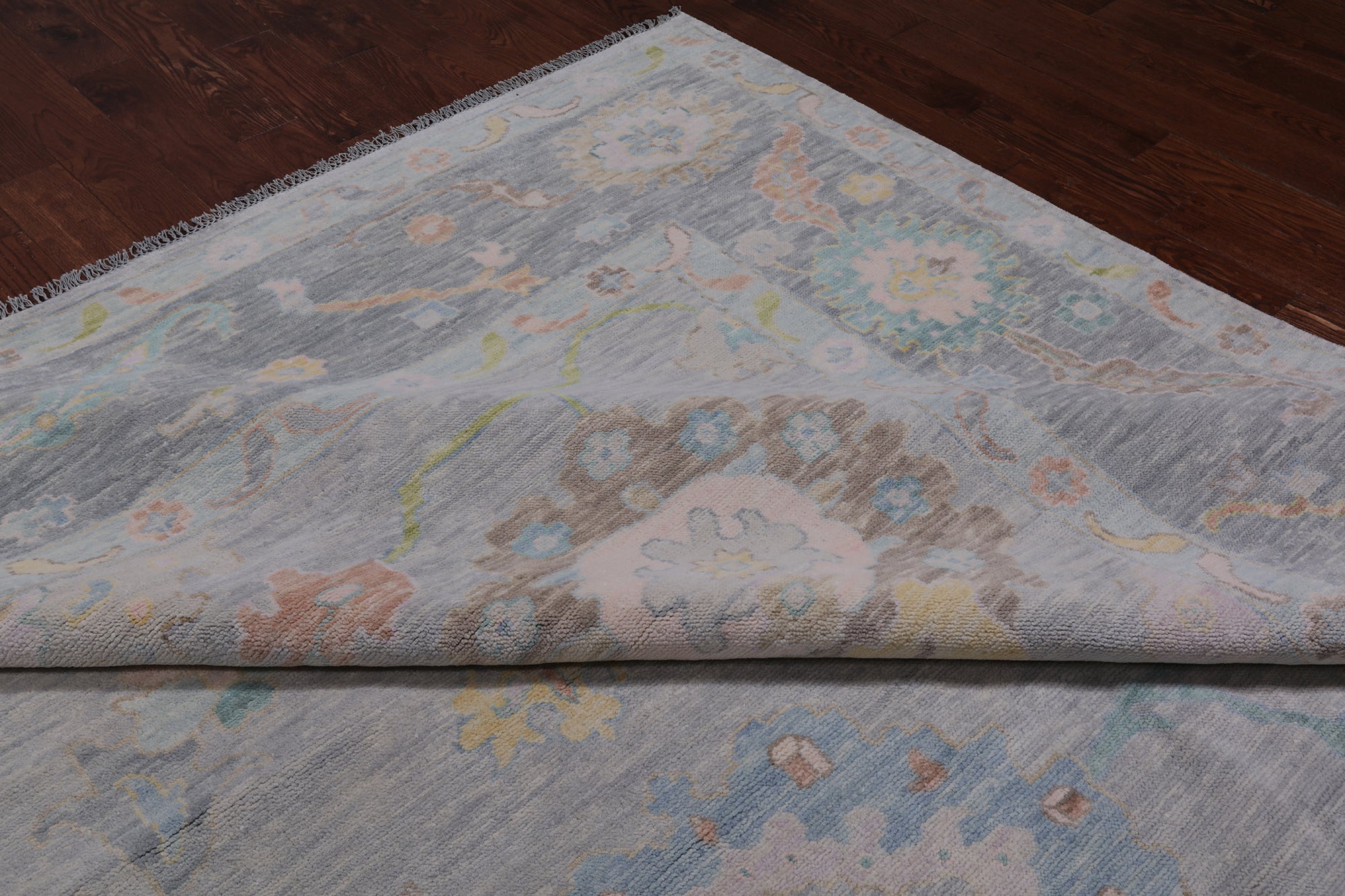SUPER SALE Silver Turkish Oushak Hand Knotted Wool Rug - 12' 3" X 14' 8"