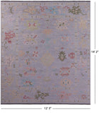 Silver Turkish Oushak Hand Knotted Wool Rug - 12' 3" X 14' 2" - Golden Nile
