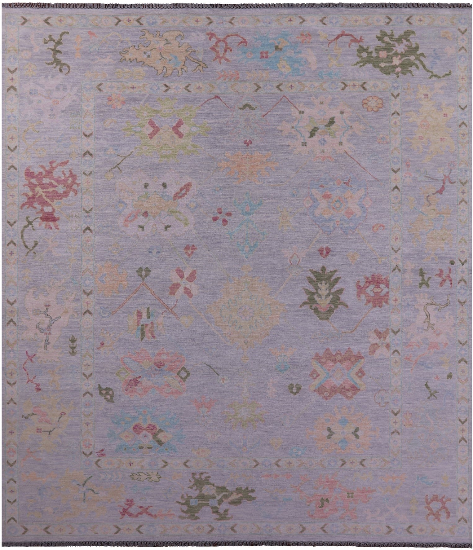 Silver Turkish Oushak Hand Knotted Wool Rug - 12' 3" X 14' 2" - Golden Nile