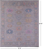 Silver Turkish Oushak Handmade Wool Rug - 12' 0" X 14' 8" - Golden Nile