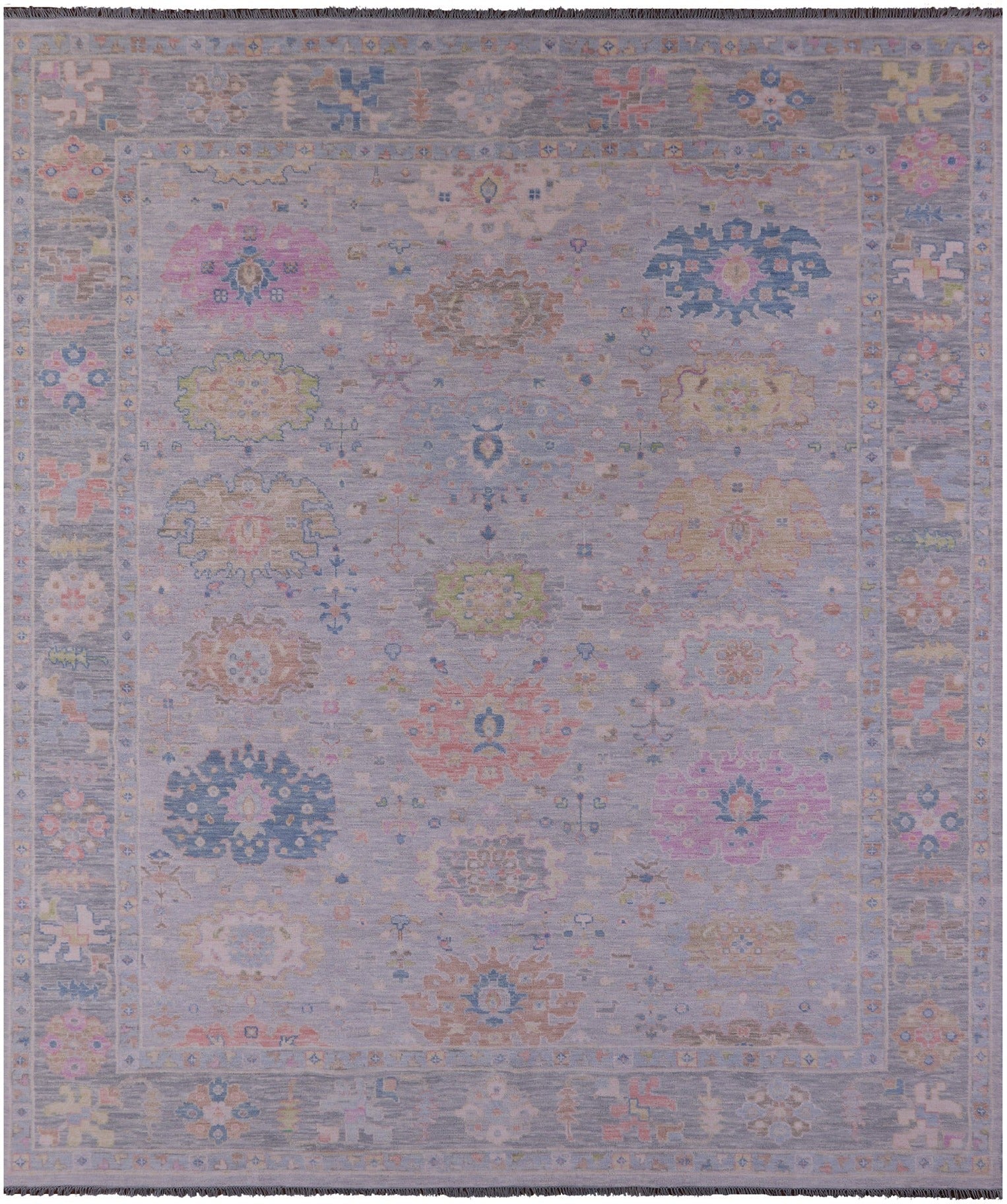 Silver Turkish Oushak Handmade Wool Rug - 12' 0" X 14' 8" - Golden Nile