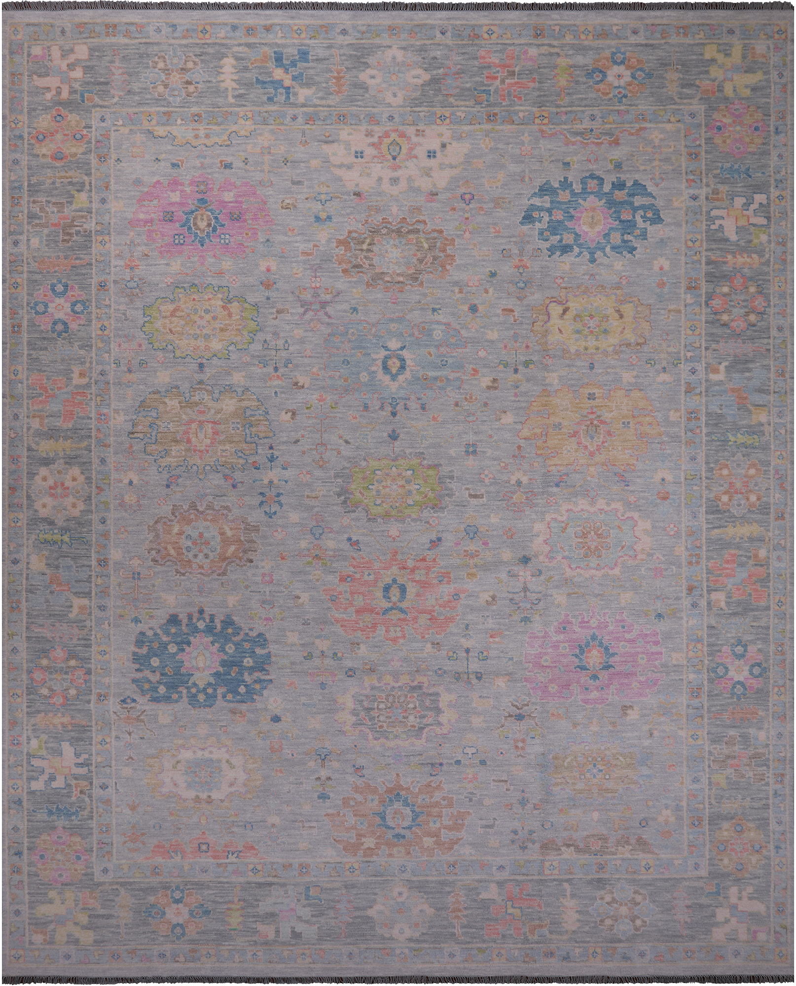 SUPER SALE Silver Turkish Oushak Handmade Wool Rug - 12' 0" X 14' 8"