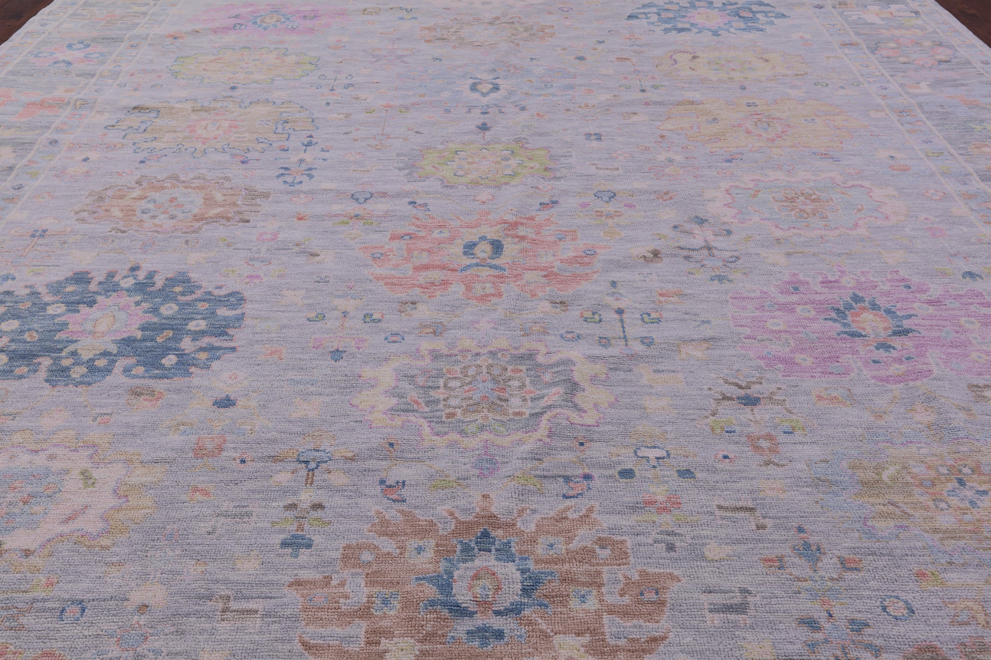 Silver Turkish Oushak Handmade Wool Rug - 12' 0" X 14' 8" - Golden Nile